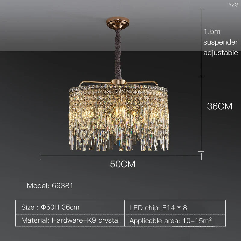Afralia™ Luxury Crystal Chandelier for Living Room, Bedroom, and Restaurant