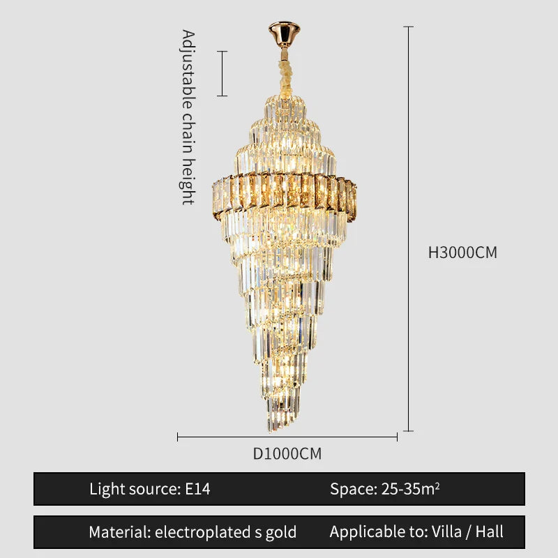 Afralia™ Crystal Spiral Chandelier for Luxury Spaces