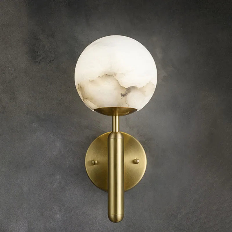 Afralia™ Copper Marble Ball Wall Lamp | Postmodern Luxury LED Lighting