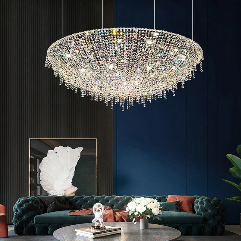 Afralia™ Luxury Crystal Chandelier Pendant Light Fixture for Elegant Living Room Lighting