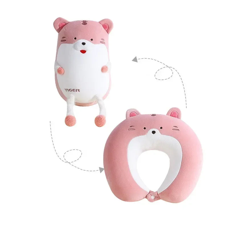 Afralia™ Cute Plush Animal Neck Pillow for Comfortable Travel & Office Rest