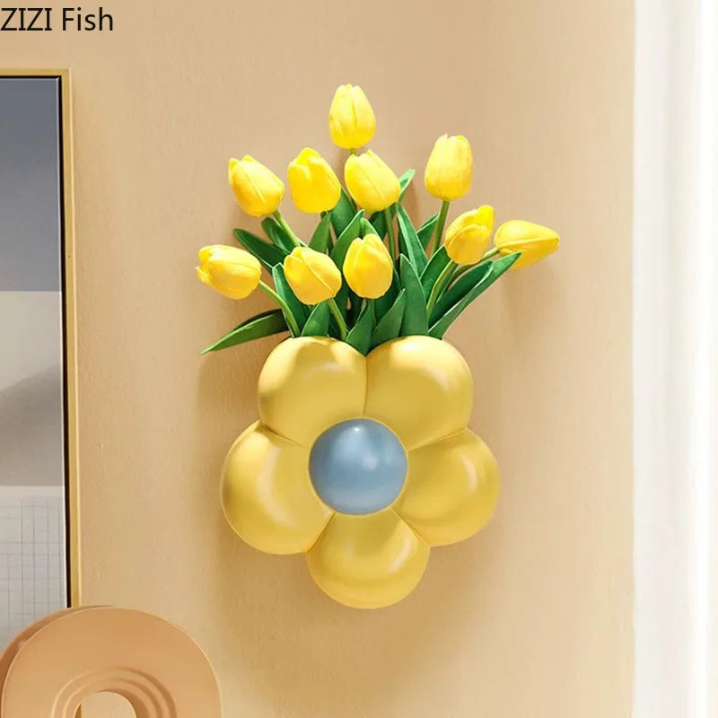 Afralia™ Cartoon Flower Vase: Desk & Wall Décor for Aesthetic Rooms