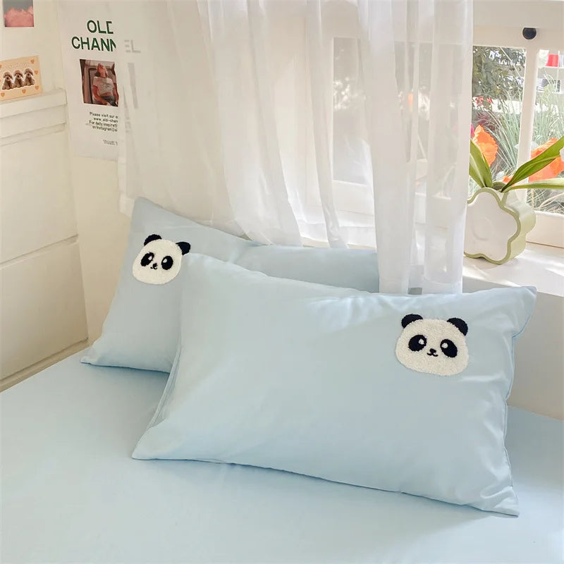 Afralia™ Panda Cotton Embroidery Bedding Set for Queen King Size