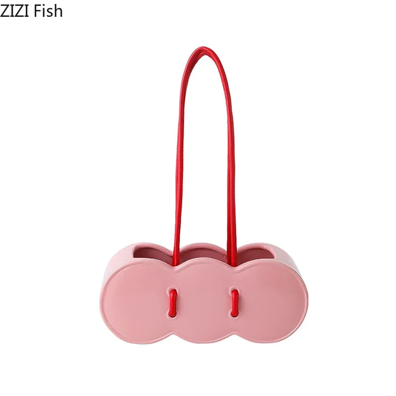 Afralia™ Handbag Shape Ceramic Vase Table Decor Flowers Arrangement Room Aesthetic