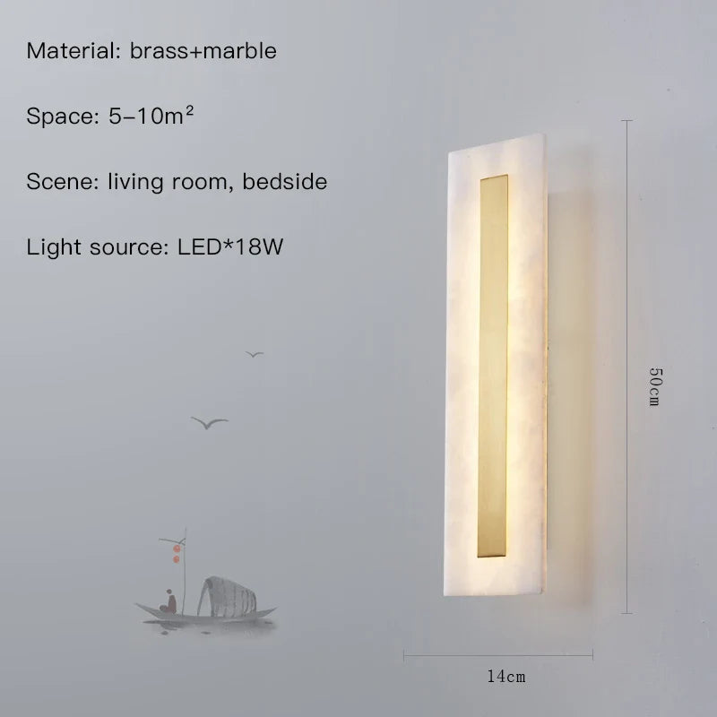 Afralia™ Marble LED Wall Sconce for Bedroom Living Room Hallway Hotel Decor