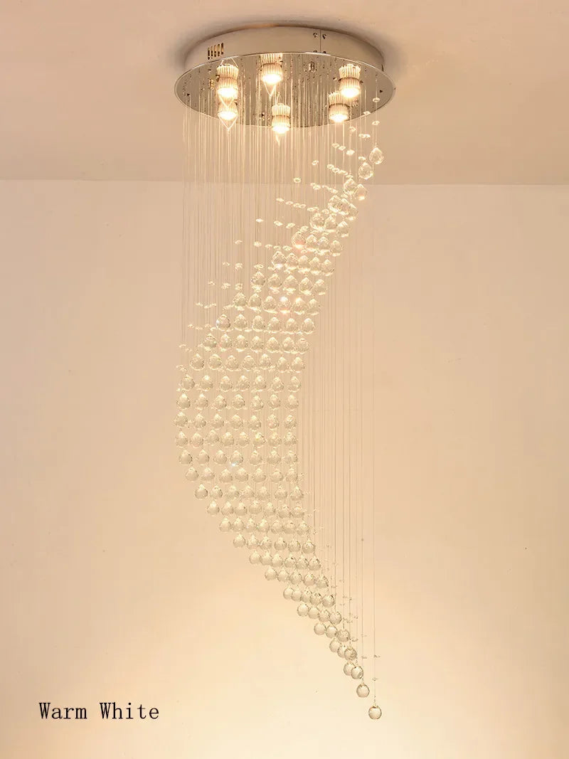 Afralia™ Crystal Spiral LED Chandelier for Foyer Dining Room Stair Light