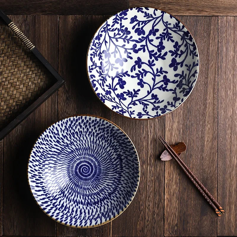 Afralia™ 9.5" Ceramic Japanese Ramen Bowl Large Soup Salad Rice Microwave Dinnerware
