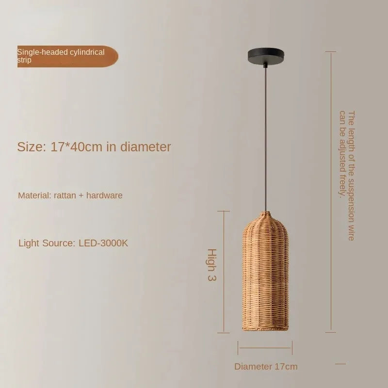 Afralia™ Rattan Woven Pendant Light for Retro Farmhouse Charm in Living Room and Kitchen