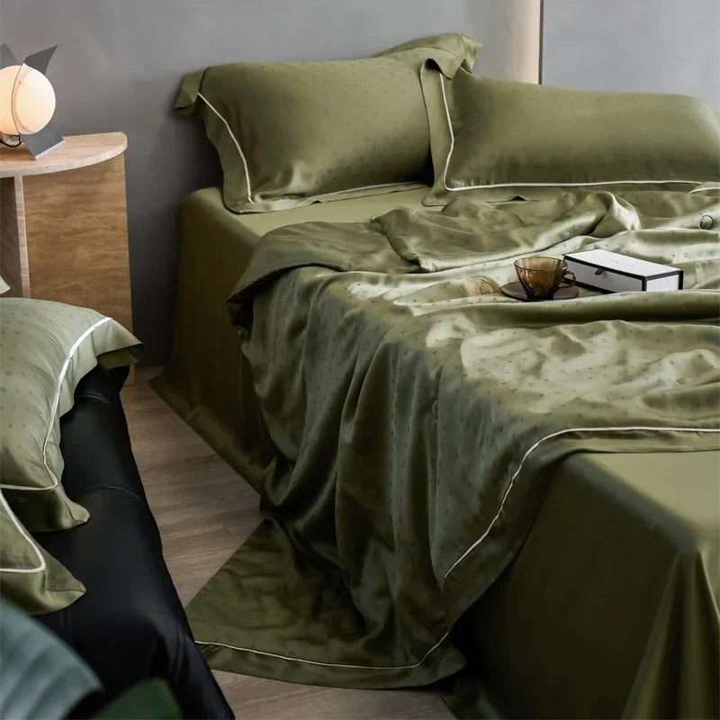 Afralia™ Luxe Lyocell Jacquard Summer Blanket with Mulberry Silk Fill Comforter