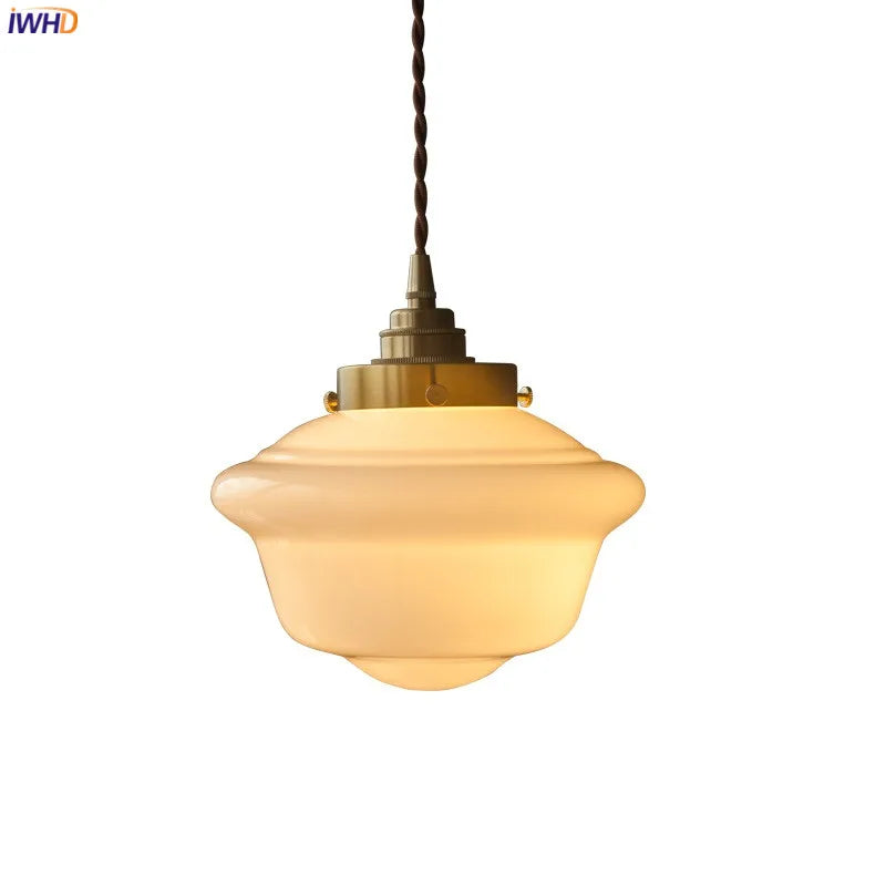 Afralia™ Milky White Glass LED Pendant Light: Copper Socket, Nordic Design for Home and Restaurant
