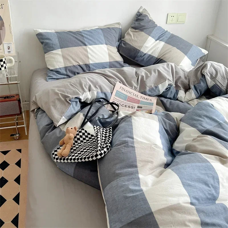 Afralia™ Japanese Style Cotton Printed 4Pcs Bedding Set with Double-Sided Design