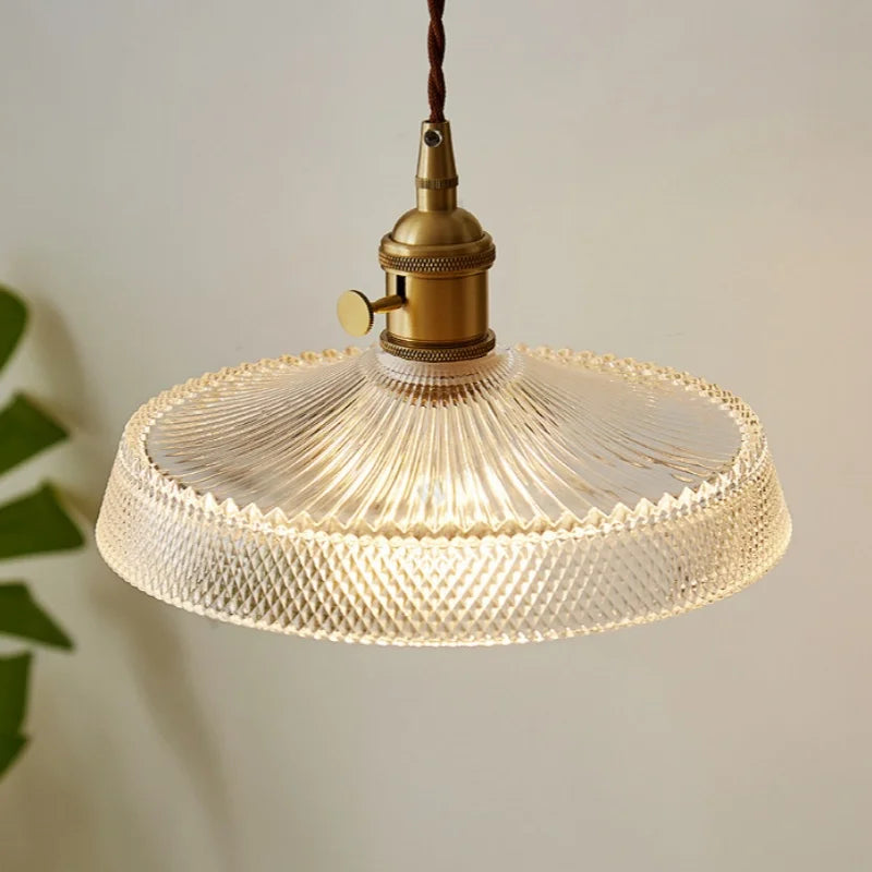 Afralia™ Copper Glass Chandelier LED Pendant Light for Living Room Dining Bar Kitchen