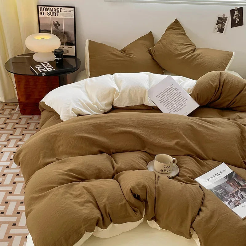 Afralia™ Cotton Bedding Set: Soft Duvet Sheets, Pillowcases, Comforter Set - All Seasons Comfort