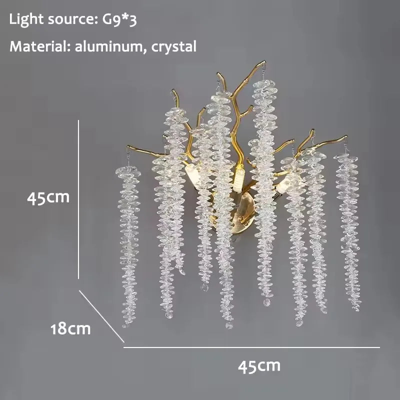 Afralia™ Gold Branch Crystal Chandelier LED for Bedroom Living Dining Room