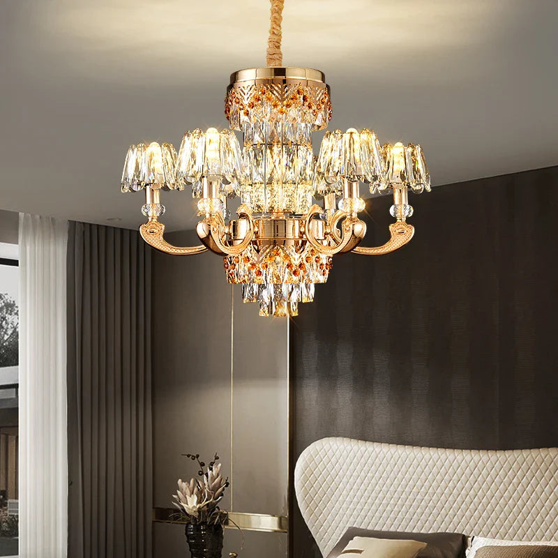 Afralia™ Crystal Luxury Chandelier: Elegant European Atmosphere Lighting for Living Room, Bedroom, and Restaurant