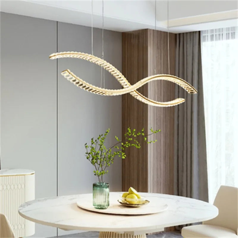 Afralia™ Crystal LED Pendant: Modern Minimalist Chandelier for Home Dining Living Room Decor