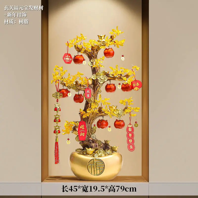 Afralia™ Money Tree Feng Shui Sculpture for Home Hotel Bookshelf Ornament