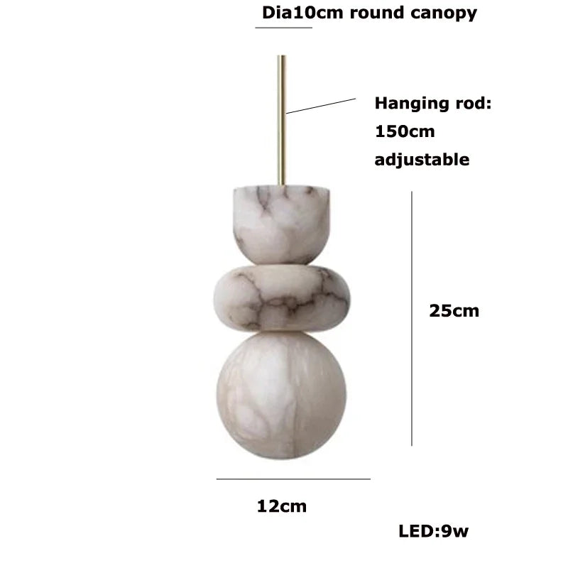Afralia™ Luxe Gold LED Chandelier with Marble Pearl & Alabaster for Foyer Staircase Lighting