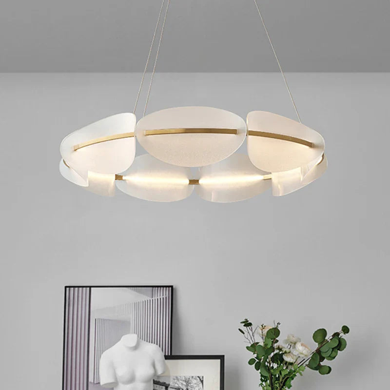 Afralia™ Nordic Leaf Chandelier: Modern Acrylic Ring Light for Living & Dining Room