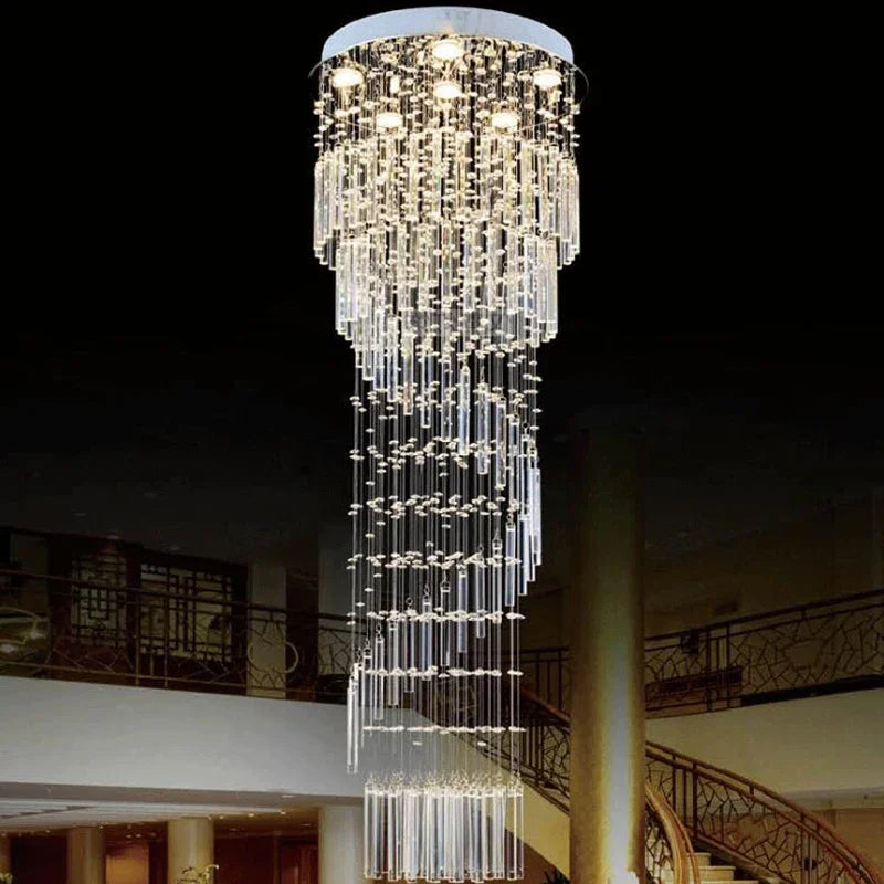 Afralia™ Spiral Luxury Crystal Chandelier for Long Staircases
