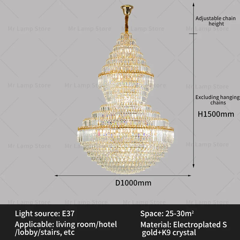 Afralia™ Crystal Chandelier: Modern Duplex Loft & Villa Living Room Lighting