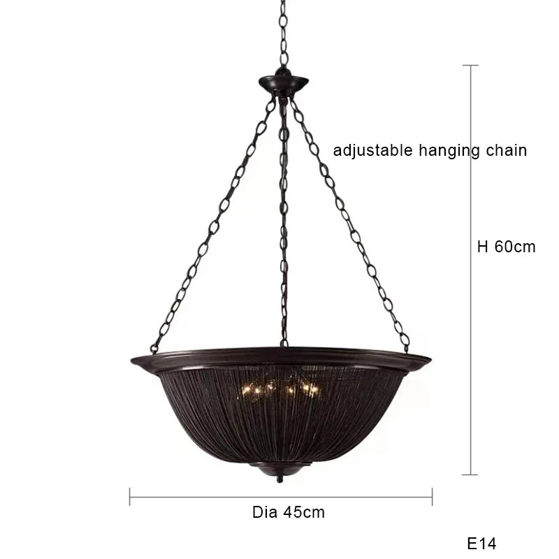 Afralia™ Black Aluminum Chain Tassel Pendant Lights - Dimmable Classic Chandelier