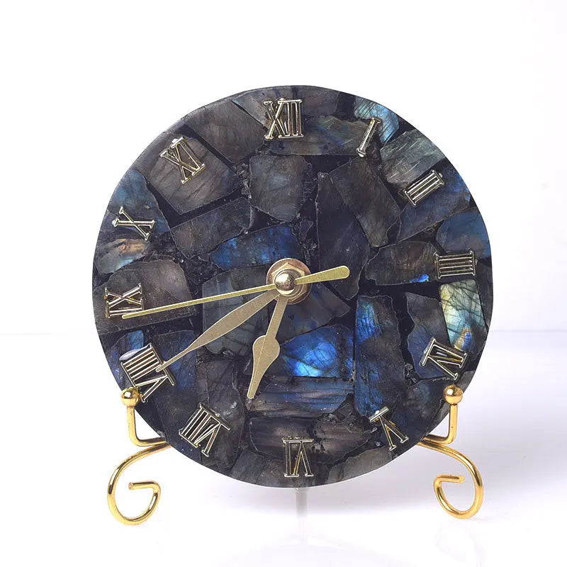 Afralia™ Agate Stone Gold Digital Clock for Home Decoration