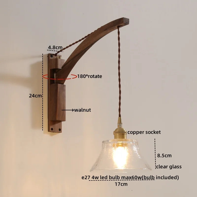 Afralia™ Nordic LED Wall Sconce Walnut Copper Stair Light Fixtures
