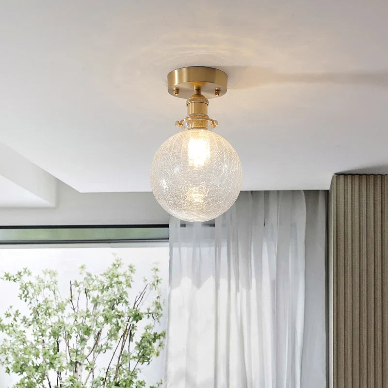 Afralia™ Glass LED Ceiling Light for Living Room, Modern Copper Canopy, Nordic Style Fixtures