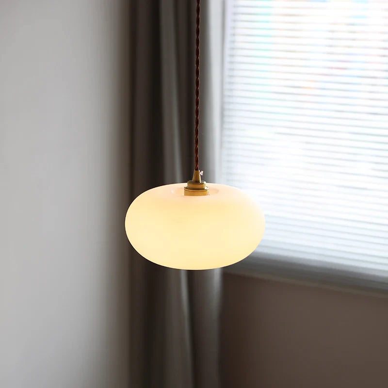 Afralia™ White Glass LED Pendant Lamp: Modern Nordic Style for Kitchen, Dining Room, Bedroom