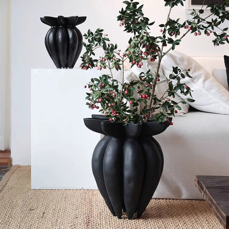 Afralia™ Black Jellyfish Petal Vase - Artistic Home Décor Handicraft