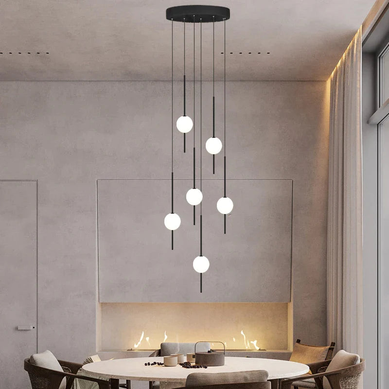 Afralia™ Creative LED Chandeliers: Luxurious Design for Living Rooms, Large Lighting Fixtures for Staircases