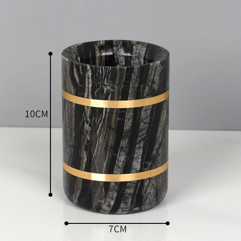 Afralia™ Black Marble Bathroom Accessories Set