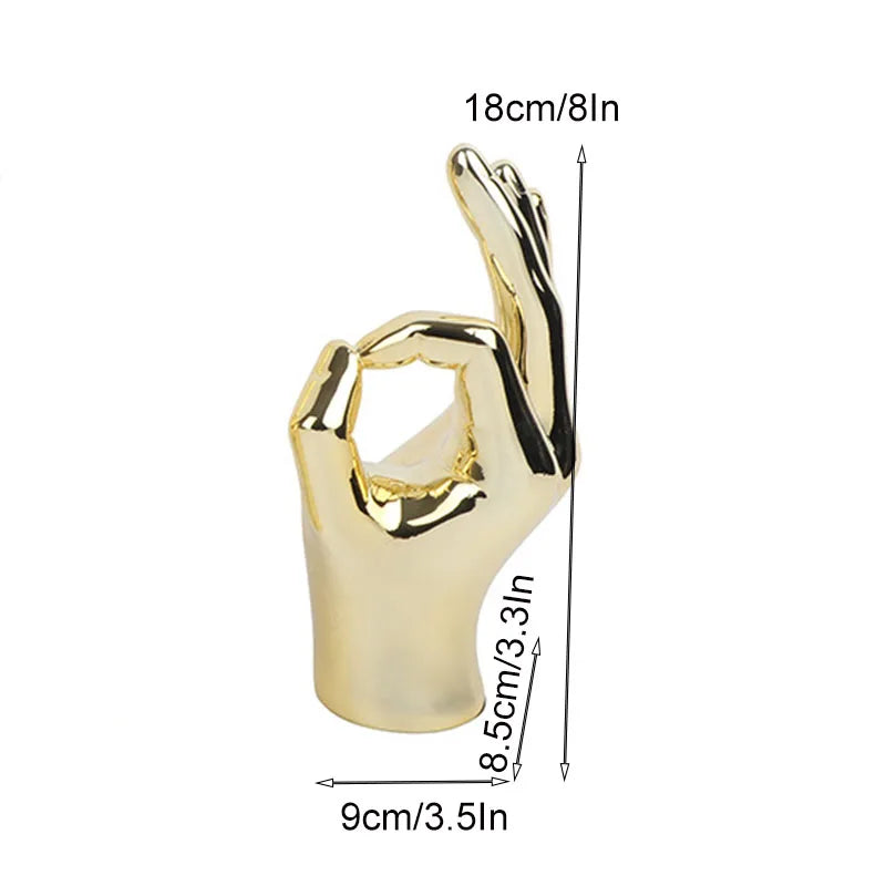 Afralia™ Hand Love Gesture Figurine Sculpture Home Desktop Decor