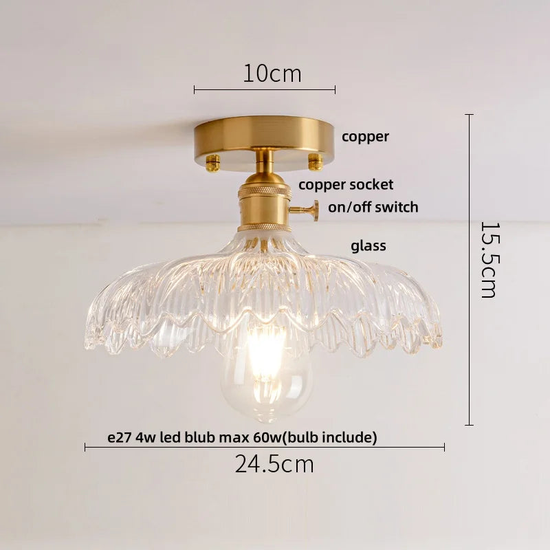 Afralia™ Shell Tiffany Glass Canopy LED Ceiling Light