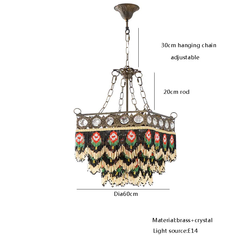 Afralia™ Black Rose Tassel Pendant Lights, Classic Retro Lustres for Living Room