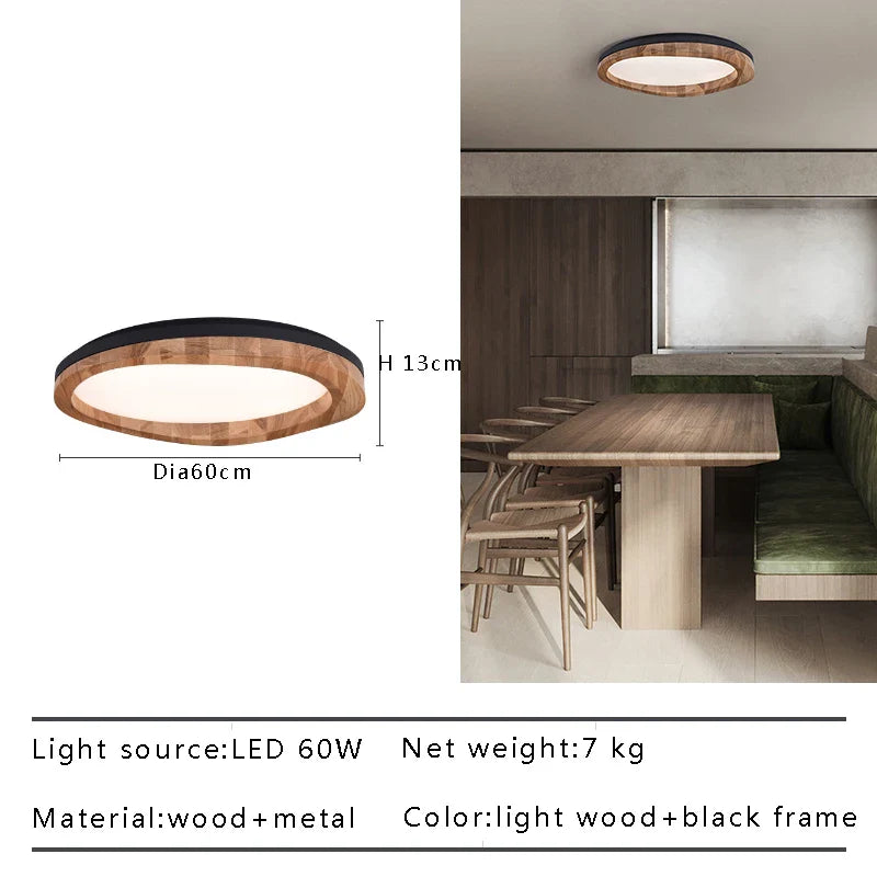 Afralia™ Modern Solid Wood LED Ceiling Light Fixture for Home Decor