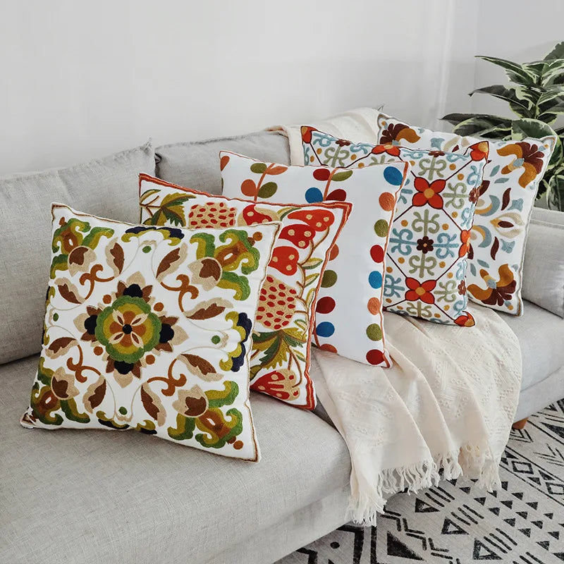 Afralia™ Boho Farmhouse Floral Square Pillow Cover Set of 2