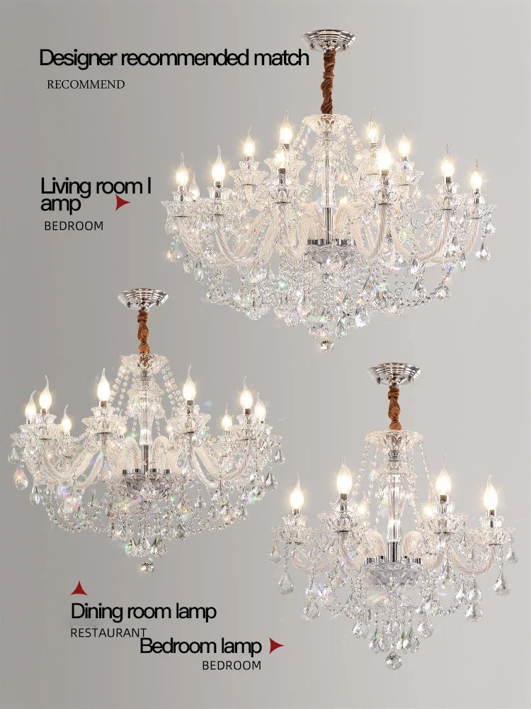 Afralia™ Crystal Chandelier LED Candle K9 Crystal Lamp for Living Dining Bedroom Shop