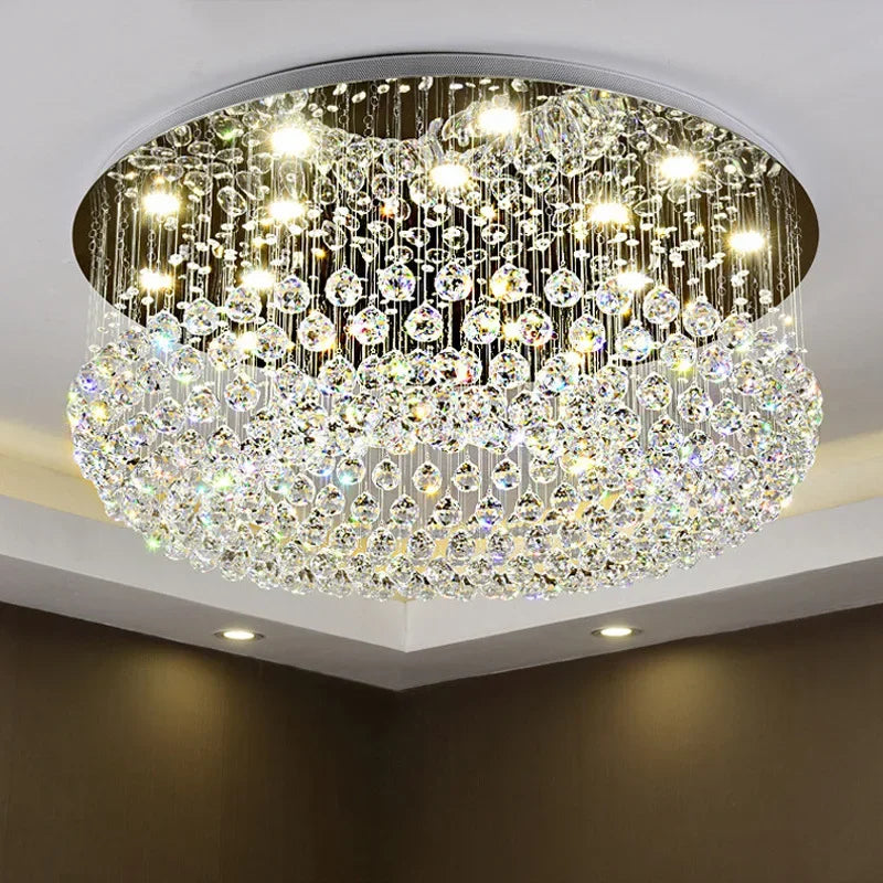 Afralia™ Luxury LED Round Crystal Chandelier Ceiling Light for Home Decor Living Dining Bedroom
