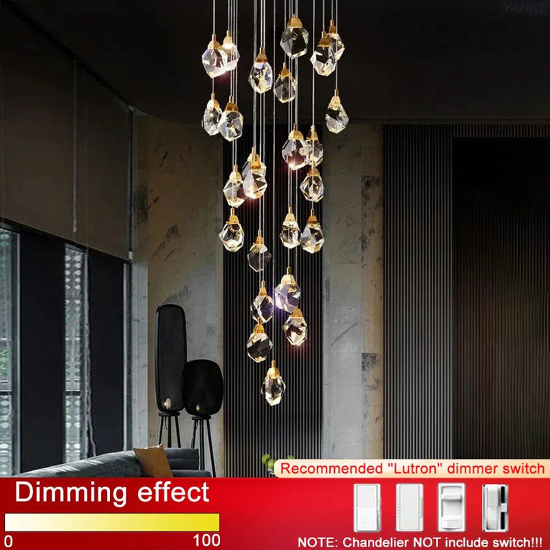 Afralia™ Diamond Crystal Ball Chandelier LED Hanging Lamp Gold Fixture