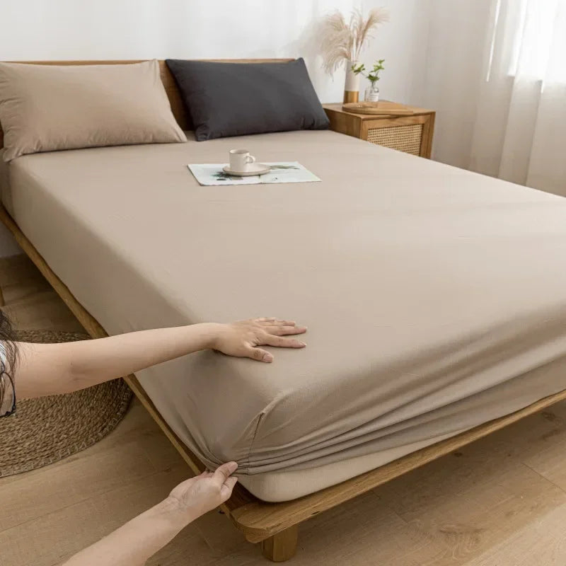 Afralia™ Cotton Fitted Sheet with Elastic Bands for Single Double King Queen Bed
