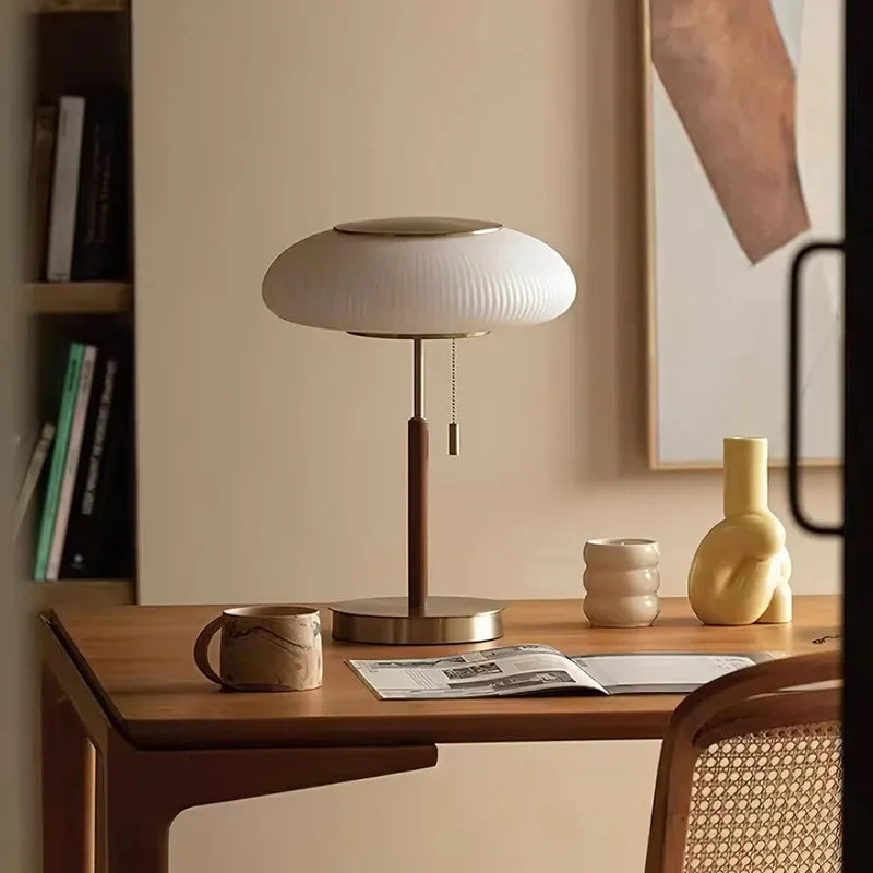 Afralia™ White Glass Table Lamp: Nordic Vintage Desk Light for Bedroom