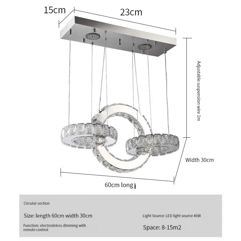 Afralia™ Crystal LED Circle Rings Chandelier for Bedroom, Villa, Stair - Luxury Pendant Light