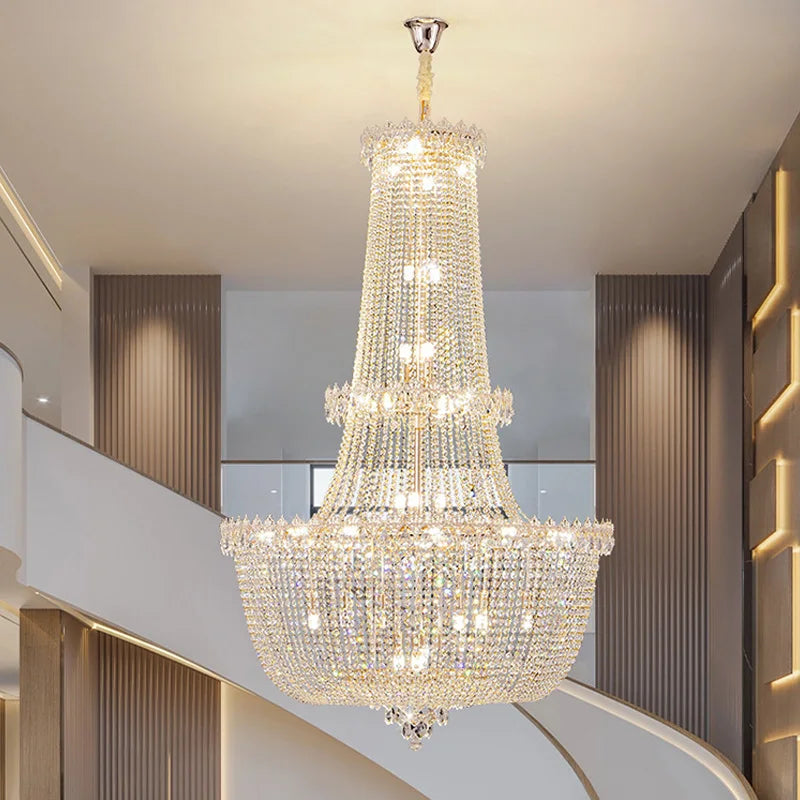 Afralia™ Crystal Villa Attic Pendant Ceiling Chandelier - Modern Luxury Living Room Decoration