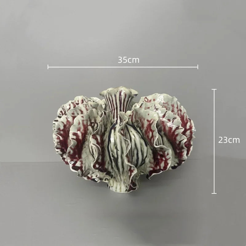 Afralia™ Handmade Ceramic Bud Vase Home Decor Flower Petal Irregular Fold Ornament