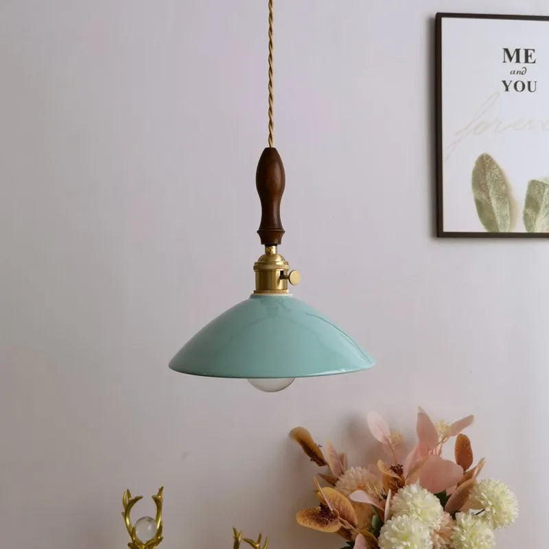 Afralia™ Ceramic LED Pendant Lamp: Modern Wood Handle Hanging Light Fixtures