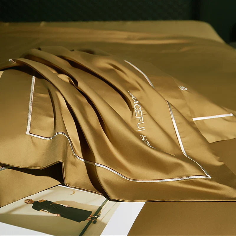 Afralia™ 1000TC Egyptian Cotton Embroidery Bedding Set with Duvet Cover, Sheet, Pillowcase