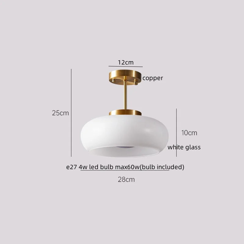 Afralia™ Glass LED Ceiling Lamp Copper Walnut Modern Living Room Lighting Fixtures