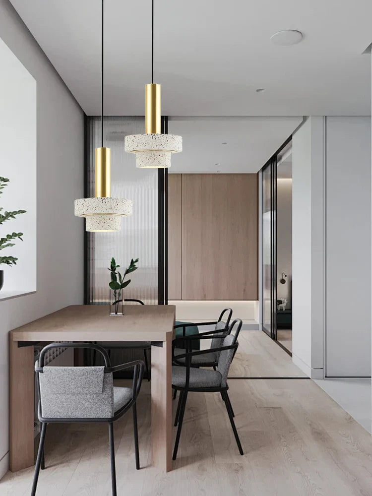 Afralia™ Small Stone Pendant Lights Snowflake Marble Hanging Lamp for Modern Home-appliance Décor